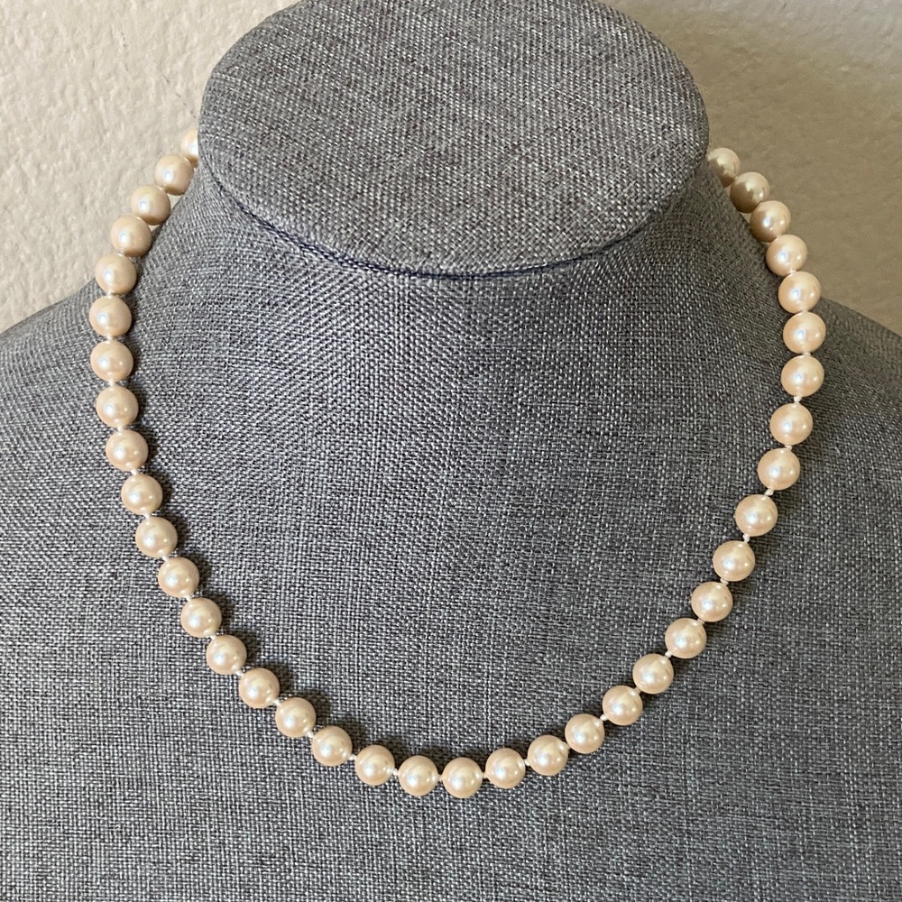 Vintage MONET GLASS PearlS HandKnotted Necklace